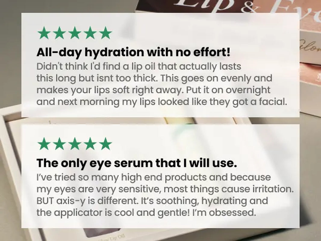 AXIS-Y Lip & Eye Set - Vegan Collagen Eye Serum + Vita Glow Lip Oil Dreamy Olive for Daily Korean Skin Care Routine for Eyes & Lips