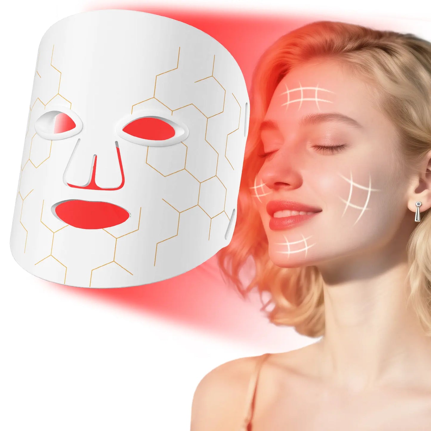 Red Light Therapy Mask for Face 8 Modes LED Face Mask Light Therapy with 288 Leds 630Nm & 850Nm Infrared Light Therapy Mask at Home Portable with Timer & 2600Mah Remote Control for Anti-Aging
