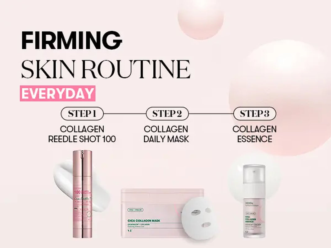 [VT Official][Tiktok Shop Exclusive] Affordable Pink Collagen Skincare Bundle | Collagen Reedle Shot | Sheet Mask | Serum | Overnight Hydrogel Mask | Lip Plumper | Korean Skincare Set