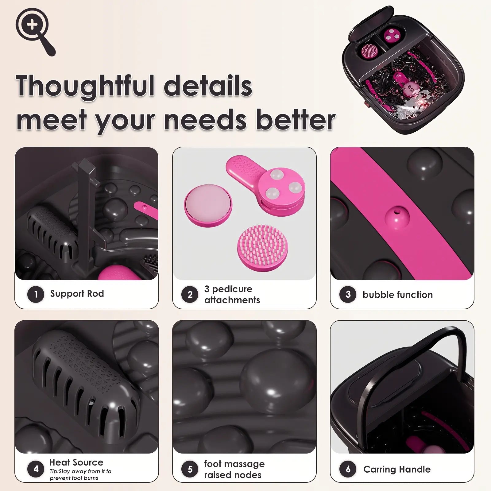 Foldable, Self-Heating Foot Cleaner Machine; Temperature-Controlled Foot Basin with Massage Rollers, Bubbles, and a Removable Footrest—The Perfect Gift for Family and Friends, and an Excellent Choice for Mother'S Day Gifts.