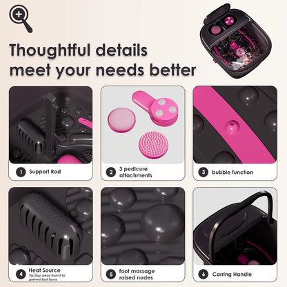 Foldable, Self-Heating Foot Cleaner Machine; Temperature-Controlled Foot Basin with Massage Rollers, Bubbles, and a Removable Footrest—The Perfect Gift for Family and Friends, and an Excellent Choice for Mother'S Day Gifts.
