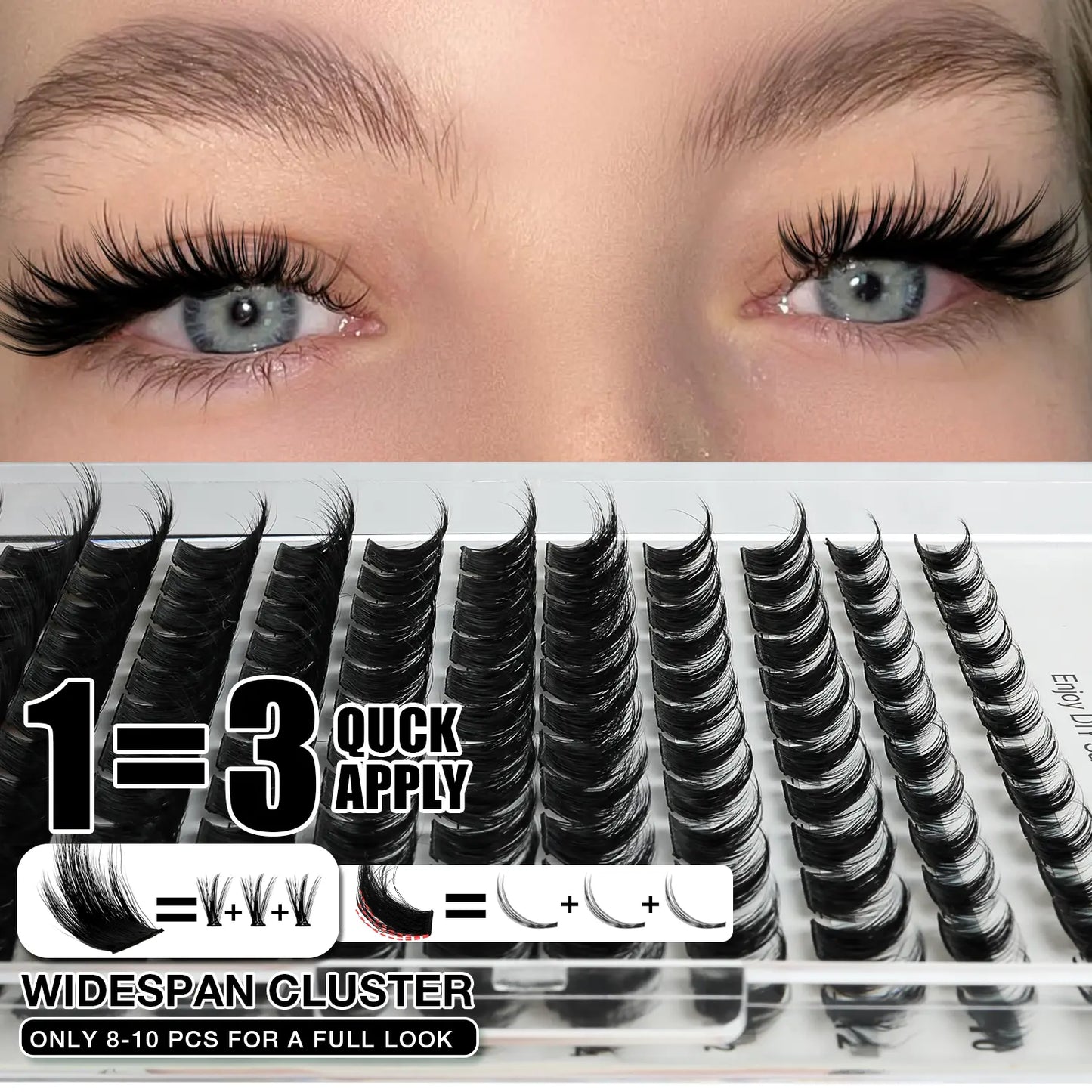 Ailaishi 3D DIY Classic Black and White Eyelash Cluster Set, Including Cluster-Style Single-Length False Lashes, Waterproof Adhesive and Sealant, and Springtock Beginner-Friendly Makeup Tool Kit for Eyelash Clusters.Tiktok Shop Holiday Haul