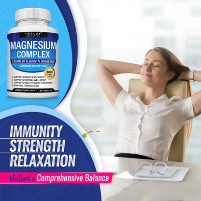 Toplux Magnesium Complex - 8 Essential Magnesium Supplement, 1000 mg