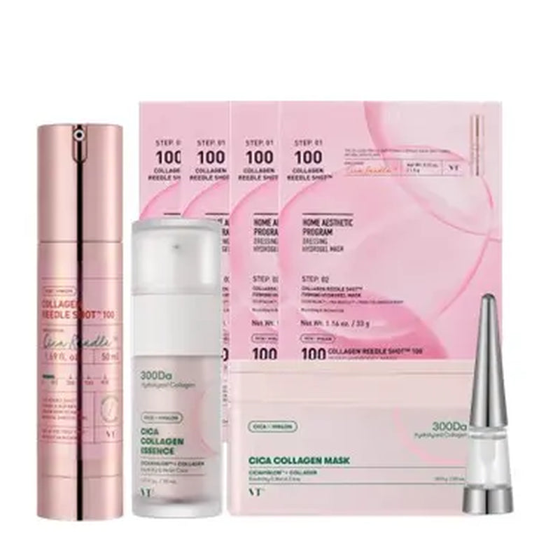 [VT Official][Tiktok Shop Exclusive] Affordable Pink Collagen Skincare Bundle | Collagen Reedle Shot | Sheet Mask | Serum | Overnight Hydrogel Mask | Lip Plumper | Korean Skincare Set
