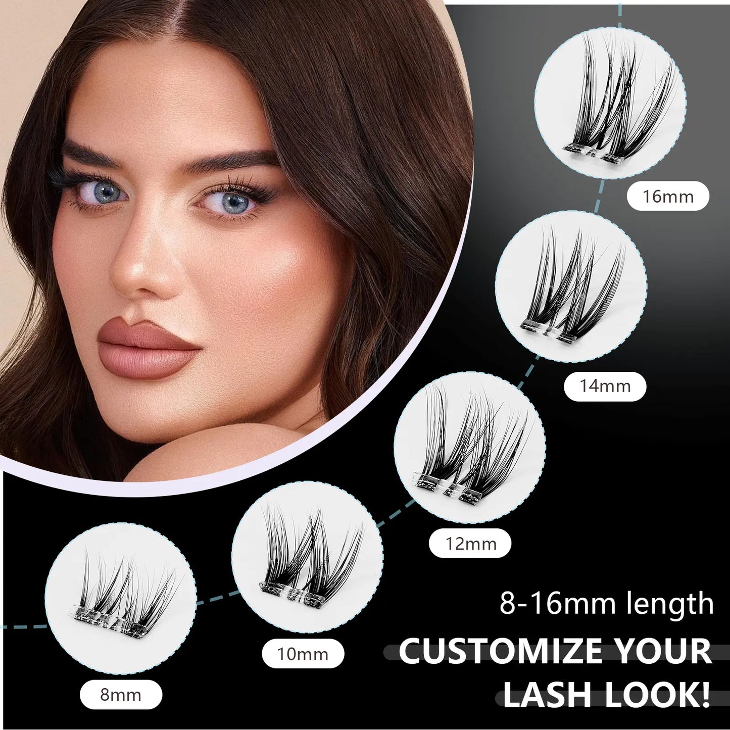 Cofier No Glue DIY Lash Kit Lash Lift Kit at Home Press on Lash Self-Adhesive Eyelash Kit Individual Lashes Beginner Friendly with Tweezers 80/90/120 Pcs Cosmetic Makeup Bottom Lash Clusters
