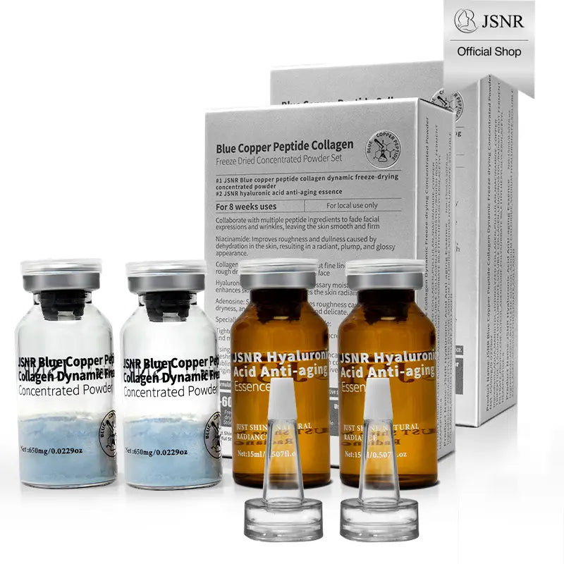 [JSNR Official] Freeze-Dried Peptide Shot Mini Set – 8 Weeks Fresh Activation Reverse Aging Face Lifting Kit (Serum), Blue Copper Peptide + Collagen + Hyaluronic Acid Serum, Instant Lift Korean Skincare for Anti-Aging & Deep Hydration