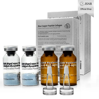 [JSNR Official] Freeze-Dried Peptide Shot Mini Set – 8 Weeks Fresh Activation Reverse Aging Face Lifting Kit (Serum), Blue Copper Peptide + Collagen + Hyaluronic Acid Serum, Instant Lift Korean Skincare for Anti-Aging & Deep Hydration