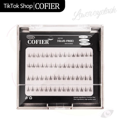 Cofier No Glue DIY Lash Kit Lash Lift Kit at Home Press on Lash Self-Adhesive Eyelash Kit Individual Lashes Beginner Friendly with Tweezers 80/90/120 Pcs Cosmetic Makeup Bottom Lash Clusters