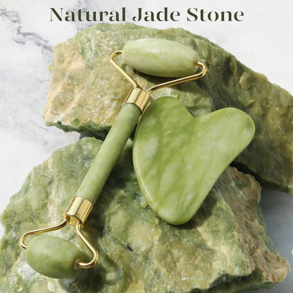 Gua Sha & Jade Roller Facial Tools Face Roller and Gua Sha Set for Puffiness and Redness Reducing Skin Care Routine, Self Care Gift for Men Women Comfort