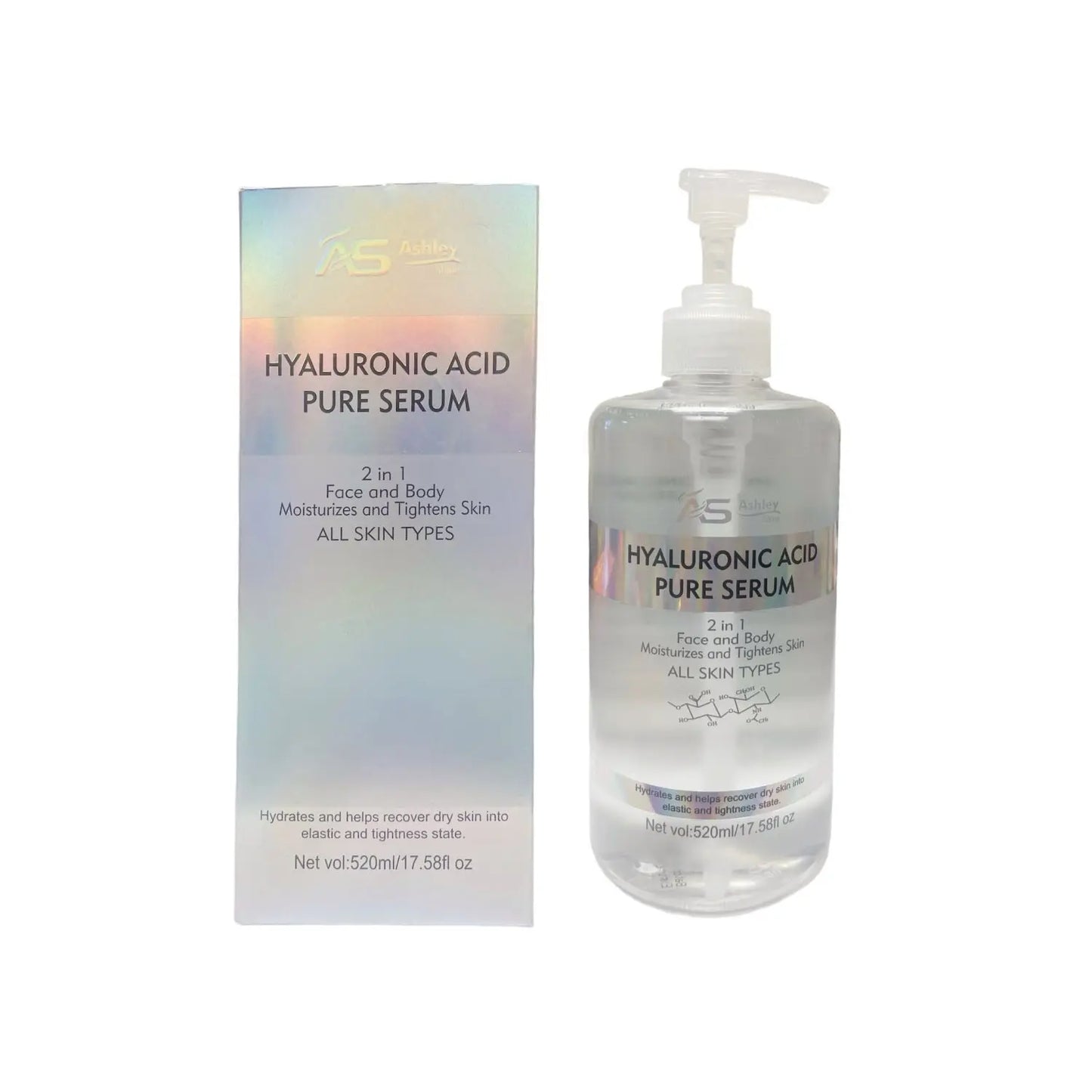 Ashley Shine Hyaluronic Acid Pure Serum - for Face and Body, 520Ml