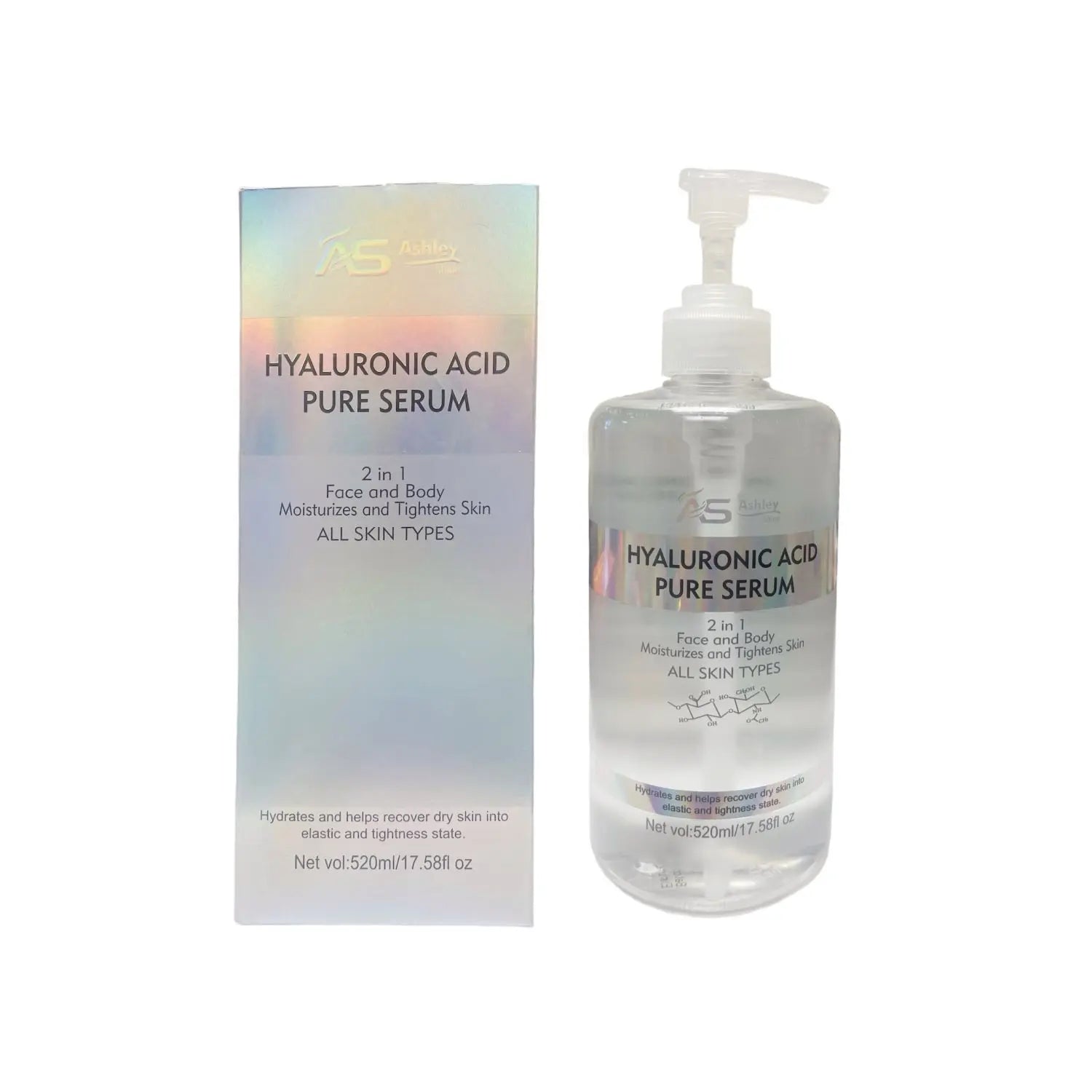 Ashley Shine Hyaluronic Acid Pure Serum - for Face and Body, 520Ml