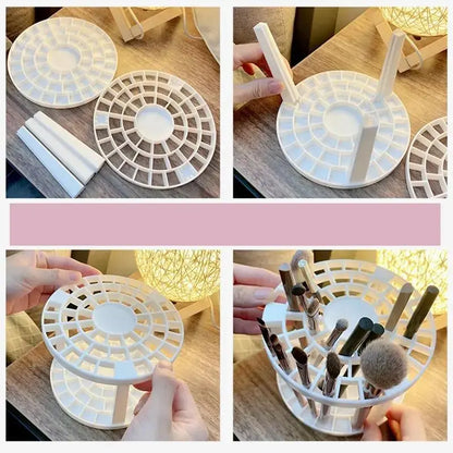 Makeup Brush Storage Rack, Multi-Grid Makeup Brush Holder, Desktop Makeup Tool Organizer, Makeup Organizer Box, Makeup Cosmetic Organizer, Beauty Organizer