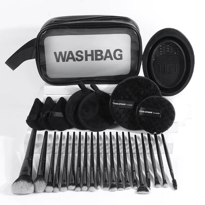 Makeup Tool Set with Storage Bag, 29Pcs/Set Makeup Brush & Powder Puff & Cleaning Tool, Cosmetic Brush Set, Makeup Tool for Beginners, with Makeup Brush Organizer