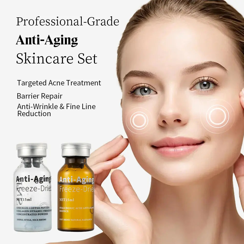 [JSNR Official] Freeze-Dried Peptide Shot Mini Set – 8 Weeks Fresh Activation Reverse Aging Face Lifting Kit (Serum), Blue Copper Peptide + Collagen + Hyaluronic Acid Serum, Instant Lift Korean Skincare for Anti-Aging & Deep Hydration