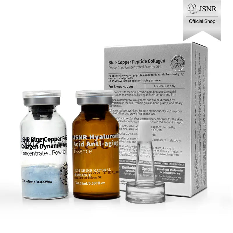 [JSNR Official] Freeze-Dried Peptide Shot Mini Set – 8 Weeks Fresh Activation Reverse Aging Face Lifting Kit (Serum), Blue Copper Peptide + Collagen + Hyaluronic Acid Serum, Instant Lift Korean Skincare for Anti-Aging & Deep Hydration