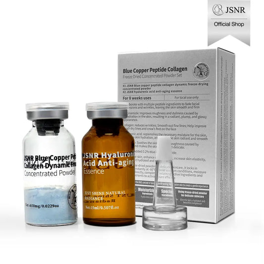[JSNR Official] Freeze-Dried Peptide Shot Mini Set – 8 Weeks Fresh Activation Reverse Aging Face Lifting Kit (Serum), Blue Copper Peptide + Collagen + Hyaluronic Acid Serum, Instant Lift Korean Skincare for Anti-Aging & Deep Hydration