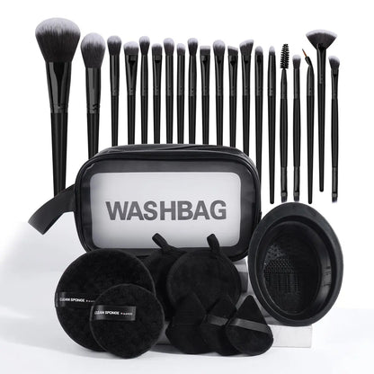 Makeup Tool Set with Storage Bag, 29Pcs/Set Makeup Brush & Powder Puff & Cleaning Tool, Cosmetic Brush Set, Makeup Tool for Beginners, with Makeup Brush Organizer