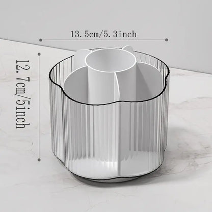 Clear Multi-Grid Makeup Brush Holder, Rotatable Cosmetic Organizer, Portable Makeup Brush Storage Box, Makeup Tool Organizer for Home Dormitory