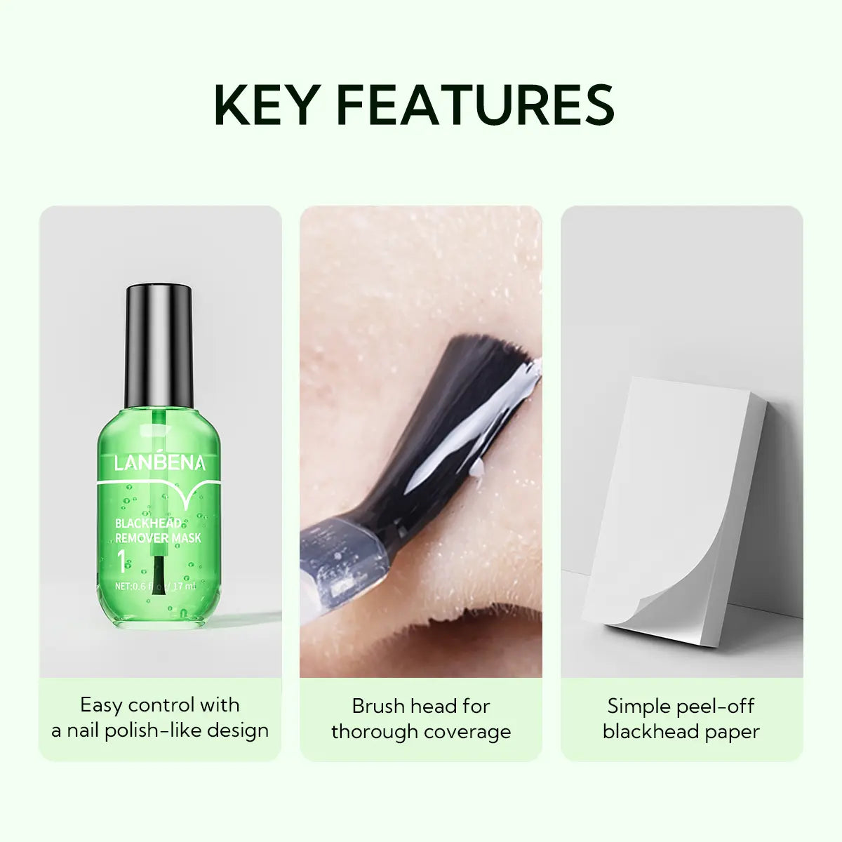 LANBENA Blackhead Remover Serum Shrink Pore Facial Serum Peeling off Mask Skincare Acne Treatment Essence 17Ml Comfort Skin Repair