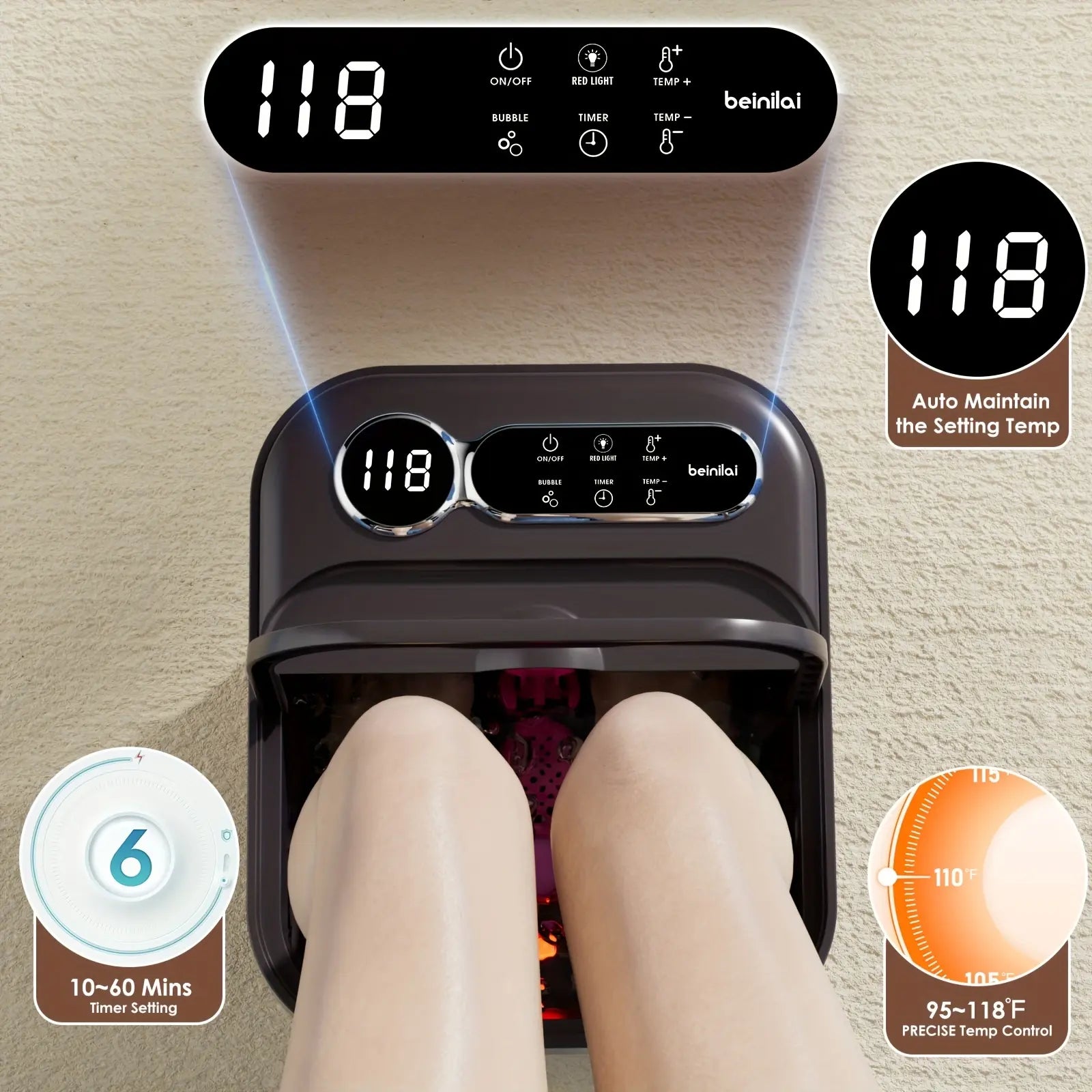 Foldable, Self-Heating Foot Cleaner Machine; Temperature-Controlled Foot Basin with Massage Rollers, Bubbles, and a Removable Footrest—The Perfect Gift for Family and Friends, and an Excellent Choice for Mother'S Day Gifts.
