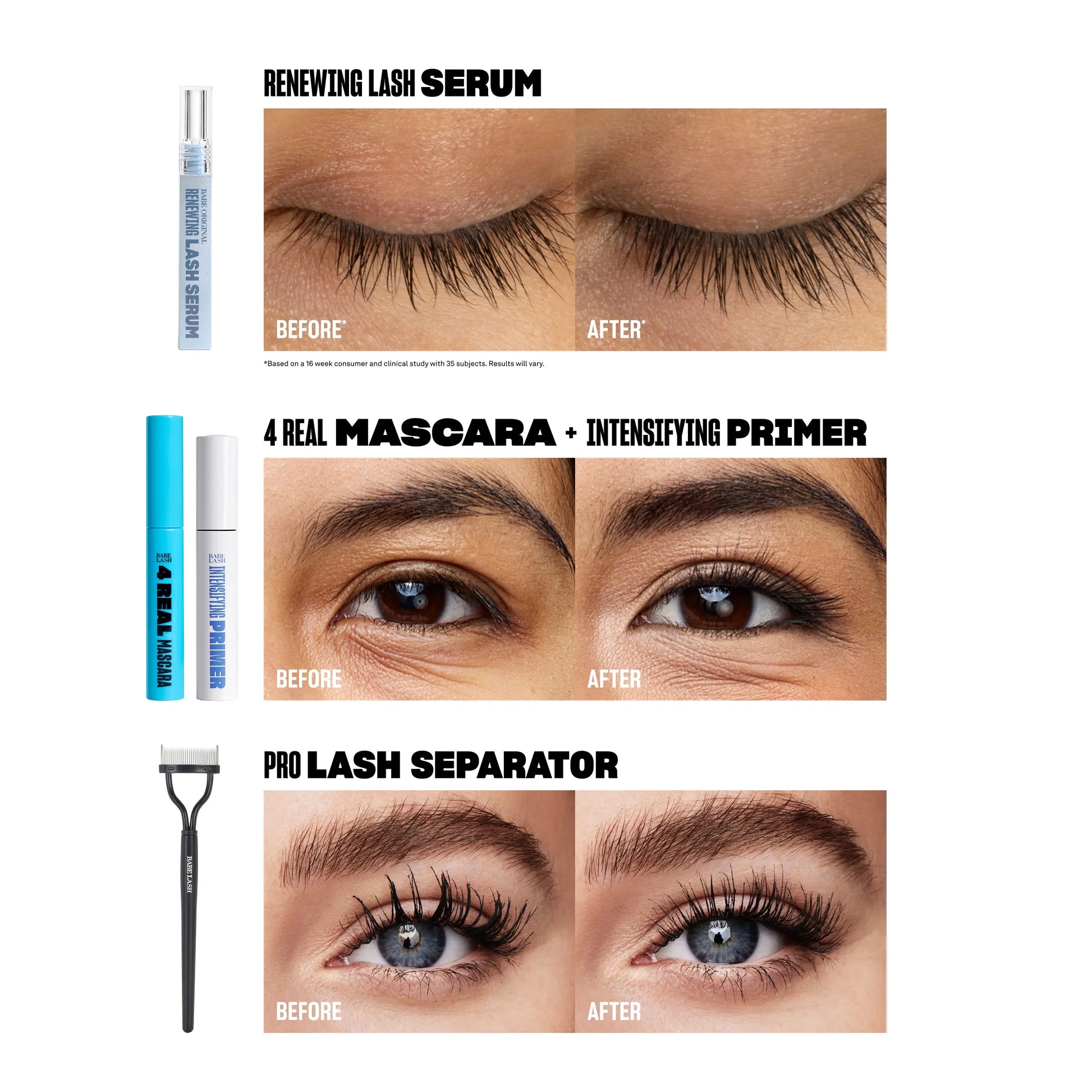 Limited Edition Lash Renewal Set, New Limited Edition Gentle Peptide Lash Enhancement, Babe Lash Gentle Eyelash Serum Set, Easy Application, Beauty Influencer Approved Starter Set