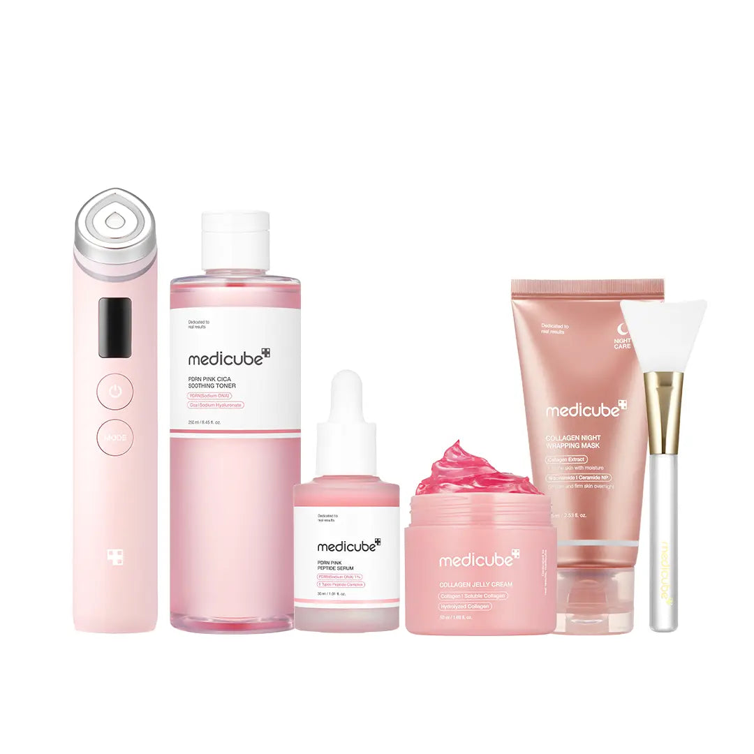 [Medicube] Pink Glass Glow Routine SetㅣK-Beauty Viral Glass Glow Device, PDRN Pink Peptide Toner, PDRN Pink Peptide Serum, Collagen Repair