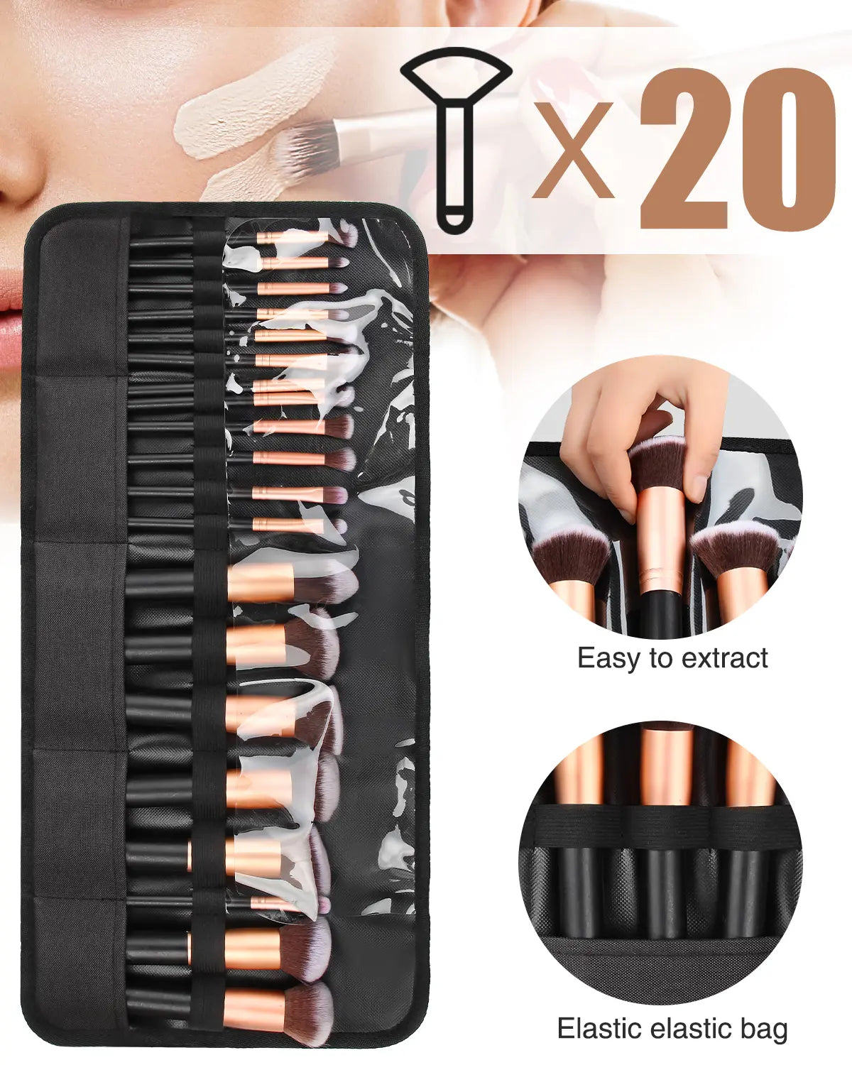 Relavel Makeup Brush Holder,Makeup Brush Organizer,Travel Makeup Brushes Bag Cosmetic Bags Pouch for Women Eyebrow Pencil Brushes Makeup Artist -Brushes Not Included