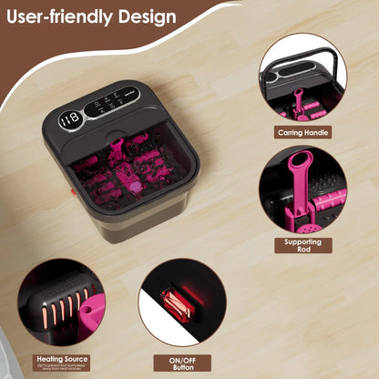 Foldable, Self-Heating Foot Cleaner Machine; Temperature-Controlled Foot Basin with Massage Rollers, Bubbles, and a Removable Footrest—The Perfect Gift for Family and Friends, and an Excellent Choice for Mother'S Day Gifts.