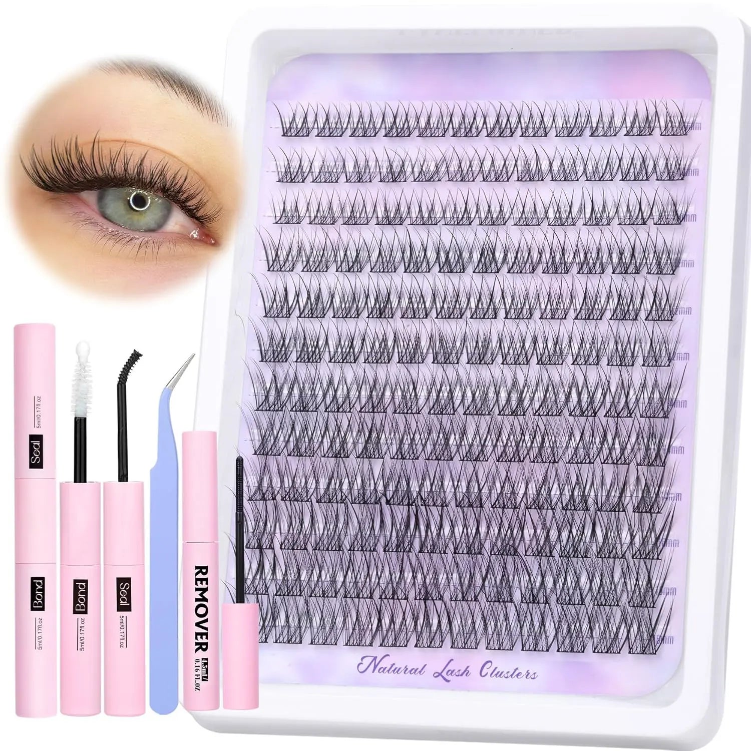 Natural DIY Lash Extension Kit - Waterproof Lash Clusters Kit C Curl 10-16Mm DIY Lash Extension