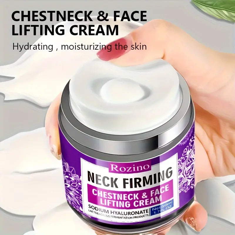 Rozino Neck & Chest Firming Cream - Hydrating Moisturizer for Fine Lines, Visibly Smooths Skin with Sodium Hyaluronate, 50G