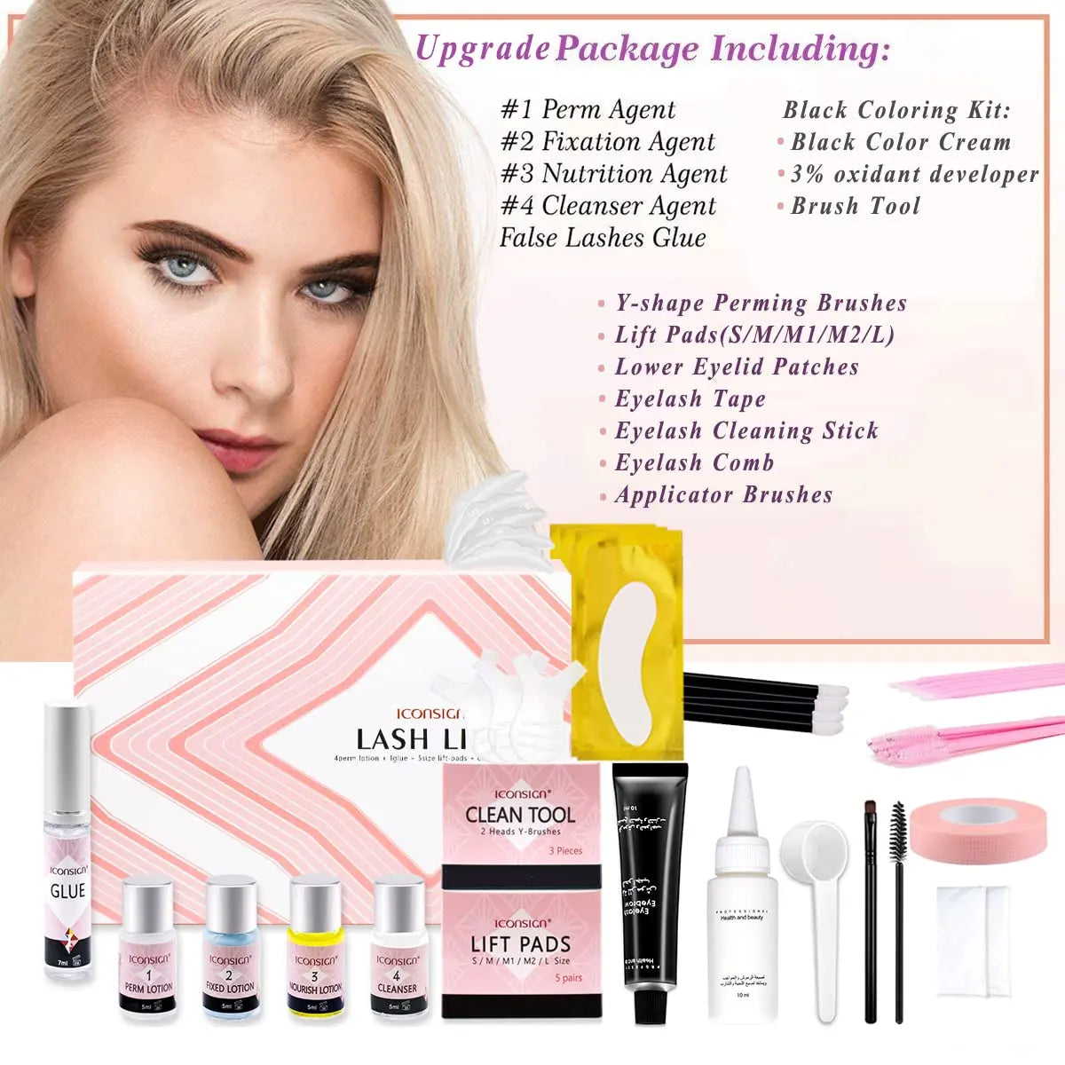 Professional Lash Lift Kit, 1 Set 3 in 1 Eyelash Perm Kit, Quick Lifting & Voluminous Coloring with Complete Tools for Salon Grade Home DIY Eyelash Enhancing Tool