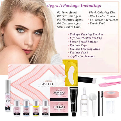 Professional Lash Lift Kit, 1 Set 3 in 1 Eyelash Perm Kit, Quick Lifting & Voluminous Coloring with Complete Tools for Salon Grade Home DIY Eyelash Enhancing Tool