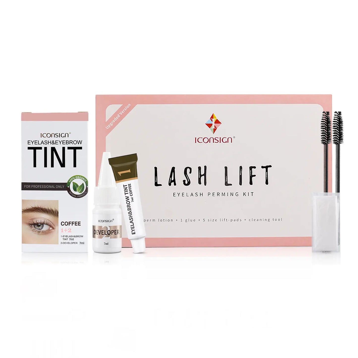 ICONSIGN Lash Lift Kit with Eyebrow Tint Dye for Salon Use - Black Eyelash Perm & Brow Tint - Gift Set for Friends Family & Workates - 35-50 Days Lash Lift & 60-90 Days Brow Tint Makeup
