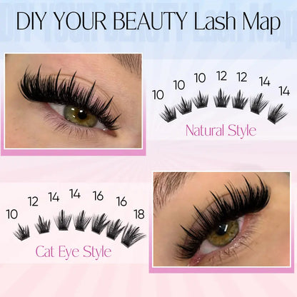 Volume Anime Lash Clusters Kit Zanlufly 120D Full Lashes Wet Wispy Look Cluster Lashes Pre-Made Spike Lash Extension Kit Lash Twezzer Lash Bond and Seal Lash Remover Tiktokshopblackfriday