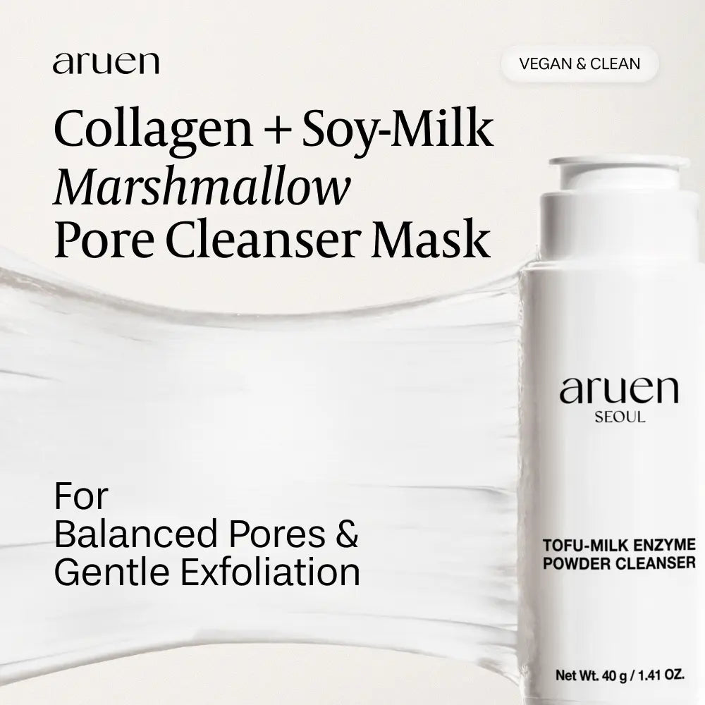 [Aruen Official] Fermented Tofu Collagen Trio - Cleanser + Serum + Cream - 24Hr Fermented Soy Milk with Collagen, Niacinamide & Hyaluronic Acid - Korean Firming & Hydrating Skincare Set for Radiant Skin White Botanical Gels