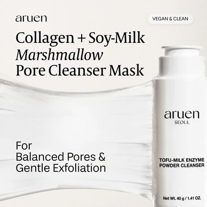 [Aruen Official] Fermented Tofu Collagen Trio - Cleanser + Serum + Cream - 24Hr Fermented Soy Milk with Collagen, Niacinamide & Hyaluronic Acid - Korean Firming & Hydrating Skincare Set for Radiant Skin White Botanical Gels