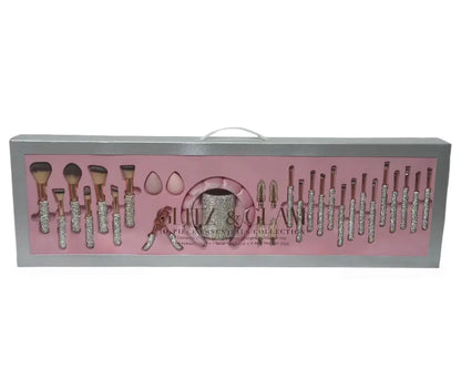 Rhinestone Makeup Brush & Holder 25 Piece Set