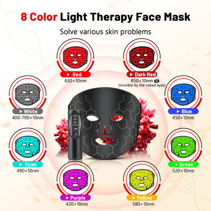 Red Light Therapy Mask for Face 8 Modes LED Face Mask Light Therapy with 288 Leds 630Nm & 850Nm Infrared Light Therapy Mask at Home Portable with Timer & 2600Mah Remote Control for Anti-Aging