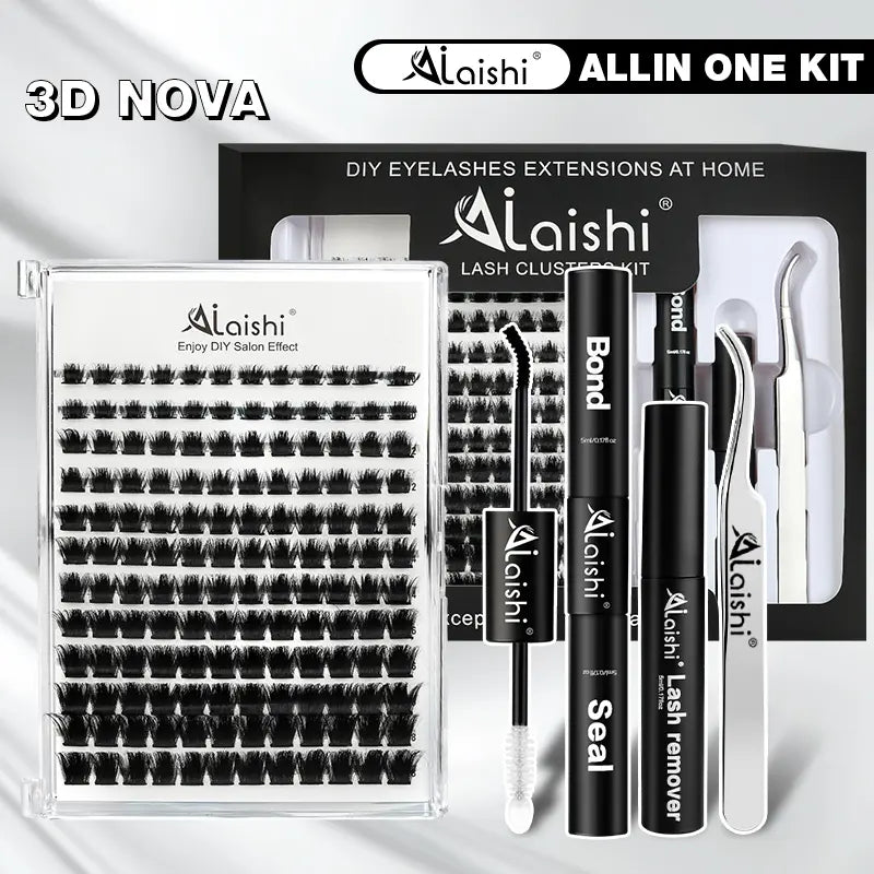 Ailaishi 3D DIY Classic Black and White Eyelash Cluster Set, Including Cluster-Style Single-Length False Lashes, Waterproof Adhesive and Sealant, and Springtock Beginner-Friendly Makeup Tool Kit for Eyelash Clusters.Tiktok Shop Holiday Haul