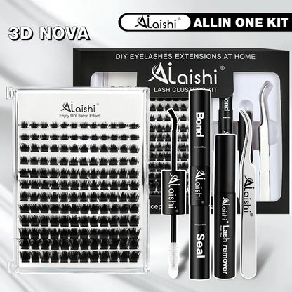 Ailaishi 3D DIY Classic Black and White Eyelash Cluster Set, Including Cluster-Style Single-Length False Lashes, Waterproof Adhesive and Sealant, and Springtock Beginner-Friendly Makeup Tool Kit for Eyelash Clusters.Tiktok Shop Holiday Haul