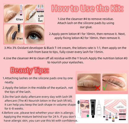 Professional Lash Lift Kit, 1 Set 3 in 1 Eyelash Perm Kit, Quick Lifting & Voluminous Coloring with Complete Tools for Salon Grade Home DIY Eyelash Enhancing Tool