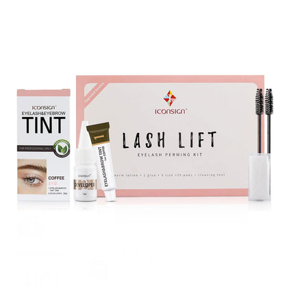 ICONSIGN Lash Lift Kit with Eyebrow Tint Dye for Salon Use - Black Eyelash Perm & Brow Tint - Gift Set for Friends Family & Workates - 35-50 Days Lash Lift & 60-90 Days Brow Tint Makeup