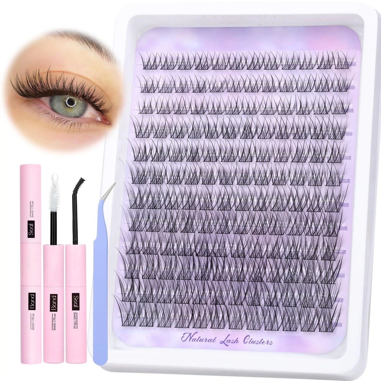 Natural DIY Lash Extension Kit - Waterproof Lash Clusters Kit C Curl 10-16Mm DIY Lash Extension