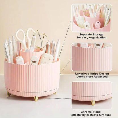 Makeup Brush Storage Box, 1 Count Multi-Functional Rotating Makeup Brush Holder, Durable Makeup Organizer for Bedroom Bathroom, Makeup Storage Organizer, Bedroom Accessories