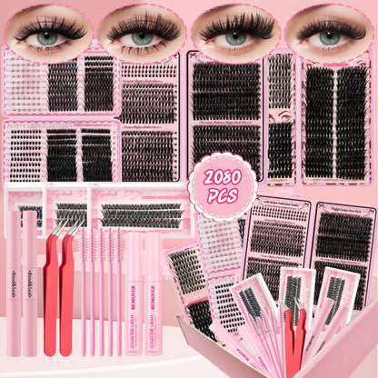 Eyelash Extension Kit 320Pcs, Eyelash Tufts Eyelash Extension Kit - D Curl 9-16Mm Mix 40D Single Eyelash Kit, DIY Personal Eyelash Cluster Kit, Eyelash Gluing & Sealing, Eyelash Extensions, Eyelash Applicator Tool for Home False Eyelash Cluster Kit