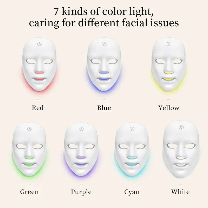 7-Color LED Light Therapy Mask, 90-LED Photon Mask, Red Light Infrared Skin Rejuvenation, Anti-Aging and Acne Care, Wrinkle Reduction, Brightening and Firming, Wireless Rechargeable Face Mask, Home Facial Spa Device, Christmas Gift, Holiday Gift
