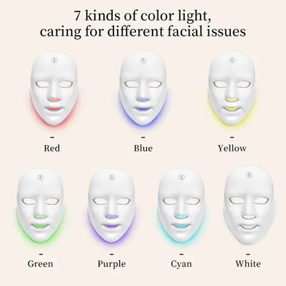 7-Color LED Light Therapy Mask, 90-LED Photon Mask, Red Light Infrared Skin Rejuvenation, Anti-Aging and Acne Care, Wrinkle Reduction, Brightening and Firming, Wireless Rechargeable Face Mask, Home Facial Spa Device, Christmas Gift, Holiday Gift