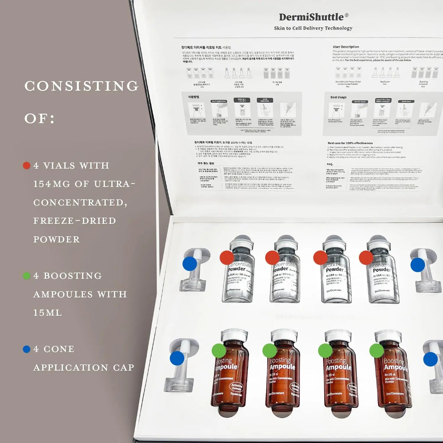 [JEU'DEMEURE] Ageback Face Lift Kit by Dermishuttle, Wrinkle Reduction, Anti-Aging & Deep Moisture, Free-Dried Collagen, Peptide, Hyaluronic Acid Serum, Instant Face Lift Korean Skin Care Home Care Set