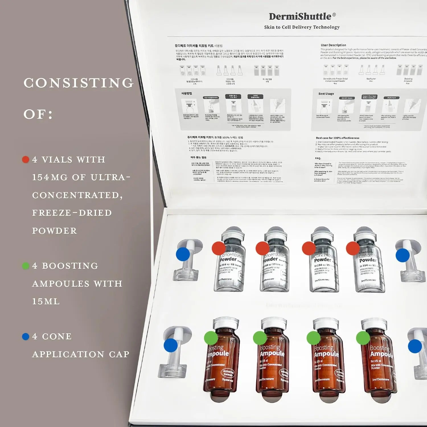 [JEU'DEMEURE] Ageback Face Lift Kit by Dermishuttle, Wrinkle Reduction, Anti-Aging & Deep Moisture, Free-Dried Collagen, Peptide, Hyaluronic Acid Serum, Instant Face Lift Korean Skin Care Home Care Set