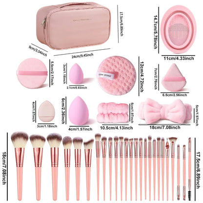 Makeup Brush Set with Sponge and Puff, Synthetic Makeup Brushes, Ultimate Beauty Tools Kit, Complete Cosmetic Brush Collection for Flawless Application, with Makeup Brush Organizer, Makeup Brush Full Set